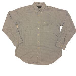 American Eagle Outfitters AEO Long Sleeve Button Down Blue and White Plaid Shirt